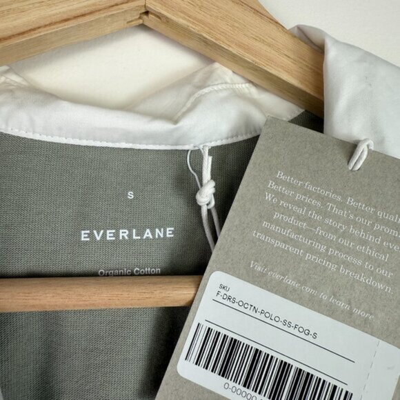 Everlane The Organic Cotton Short Sleeve Polo Mini Dress Sage Green White S - Picture 5 of 6